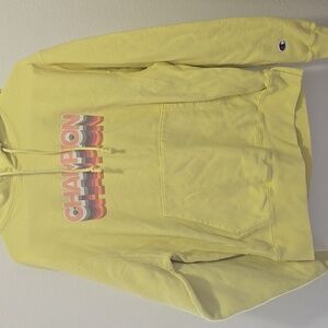 Champion Pastel Yellow Hoodie with Multicolor Logo